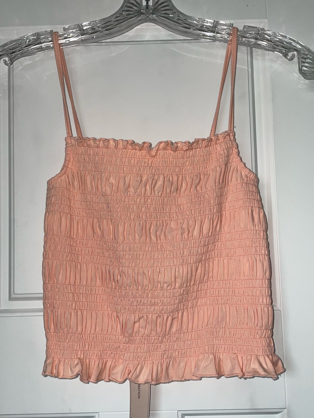 NWT BCBGeneration Peach Smocked Ruffle Cami